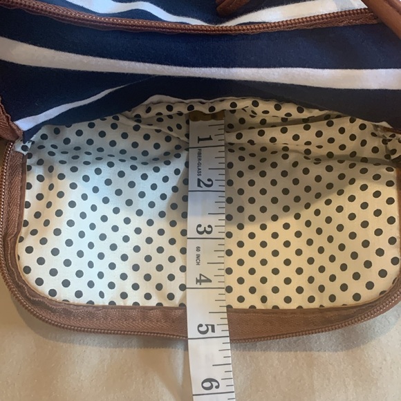 NWOT - Madden Girl Brown and Navy Striped Backpack - Picture 13 of 16